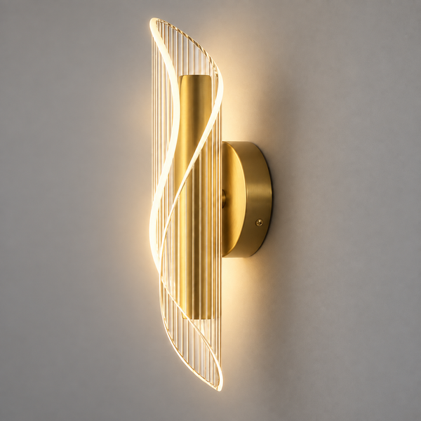 Applique murale Vague acrylique dorée LED