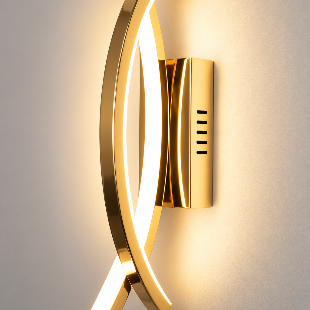 Applique murale barres cerclées imbriquées LED dorée, photo 7