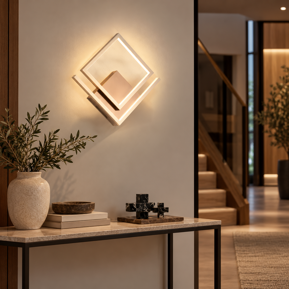 Applique murale losanges imbriqués LED dorée, photo 8