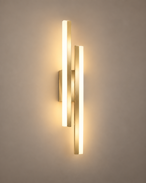 Applique murale barres parallèles LED dorée