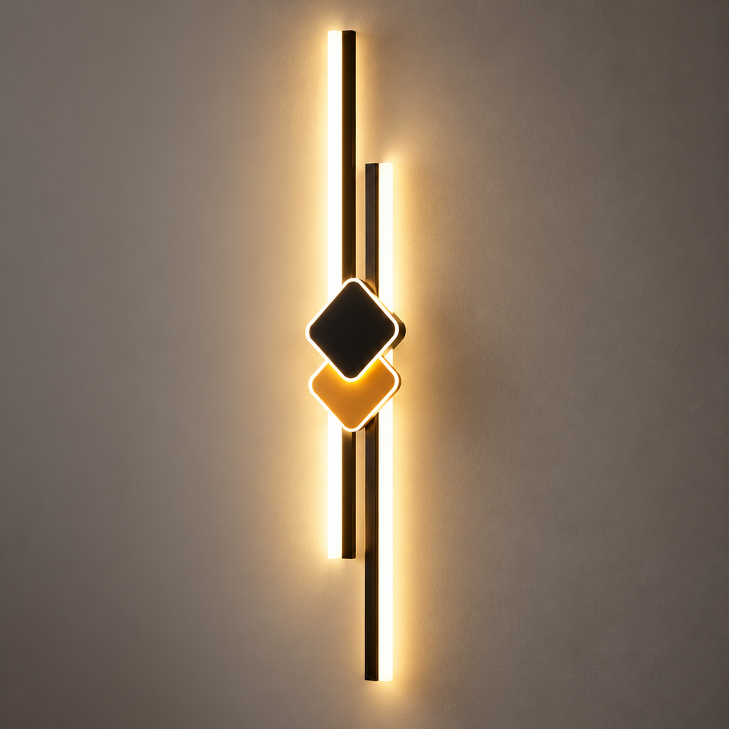 Applique murale barres LED et losange noire, photo 8
