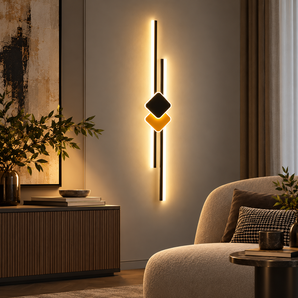 Applique murale barres LED et losange noire, photo 5