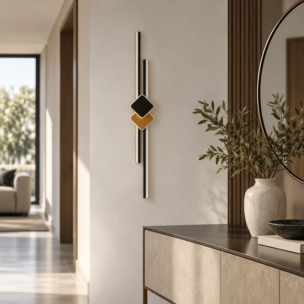 Applique murale barres LED et losange noire, photo 4