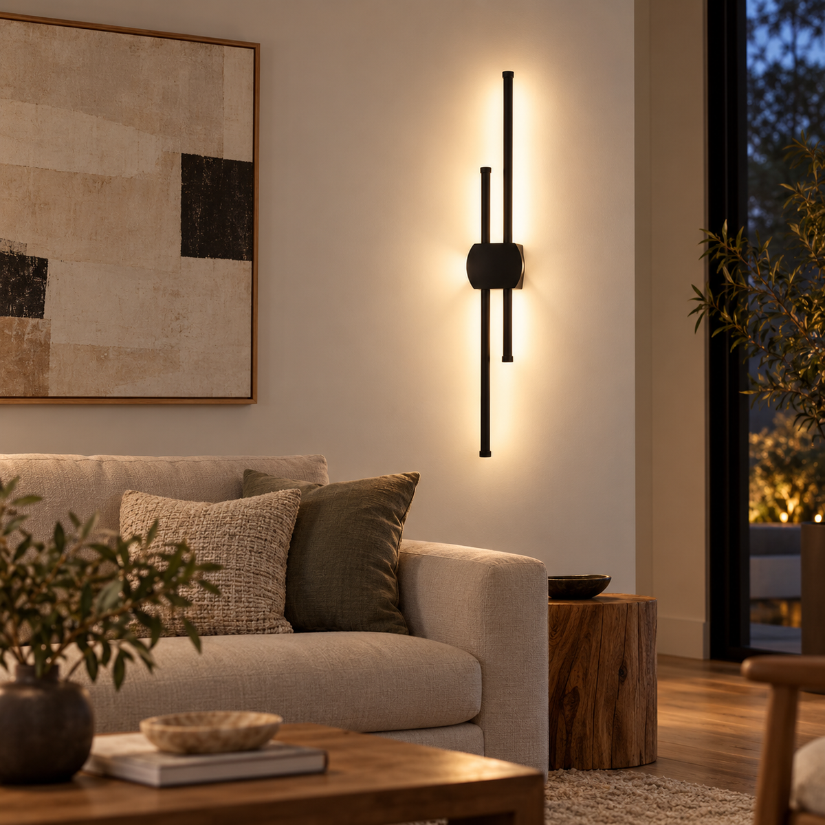 Applique murale double tige LED noire, photo 2