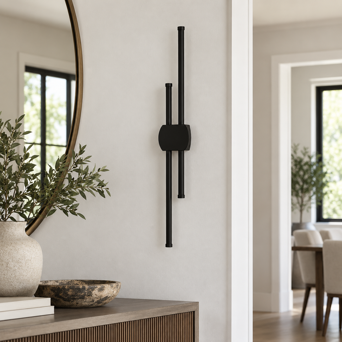 Applique murale double tige LED noire, photo 3