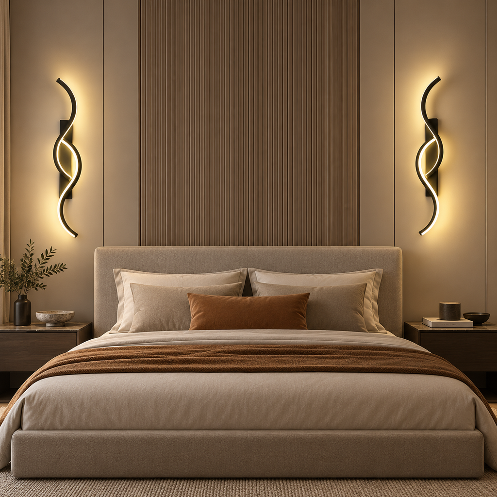 Applique murale double vague LED noire, photo 3