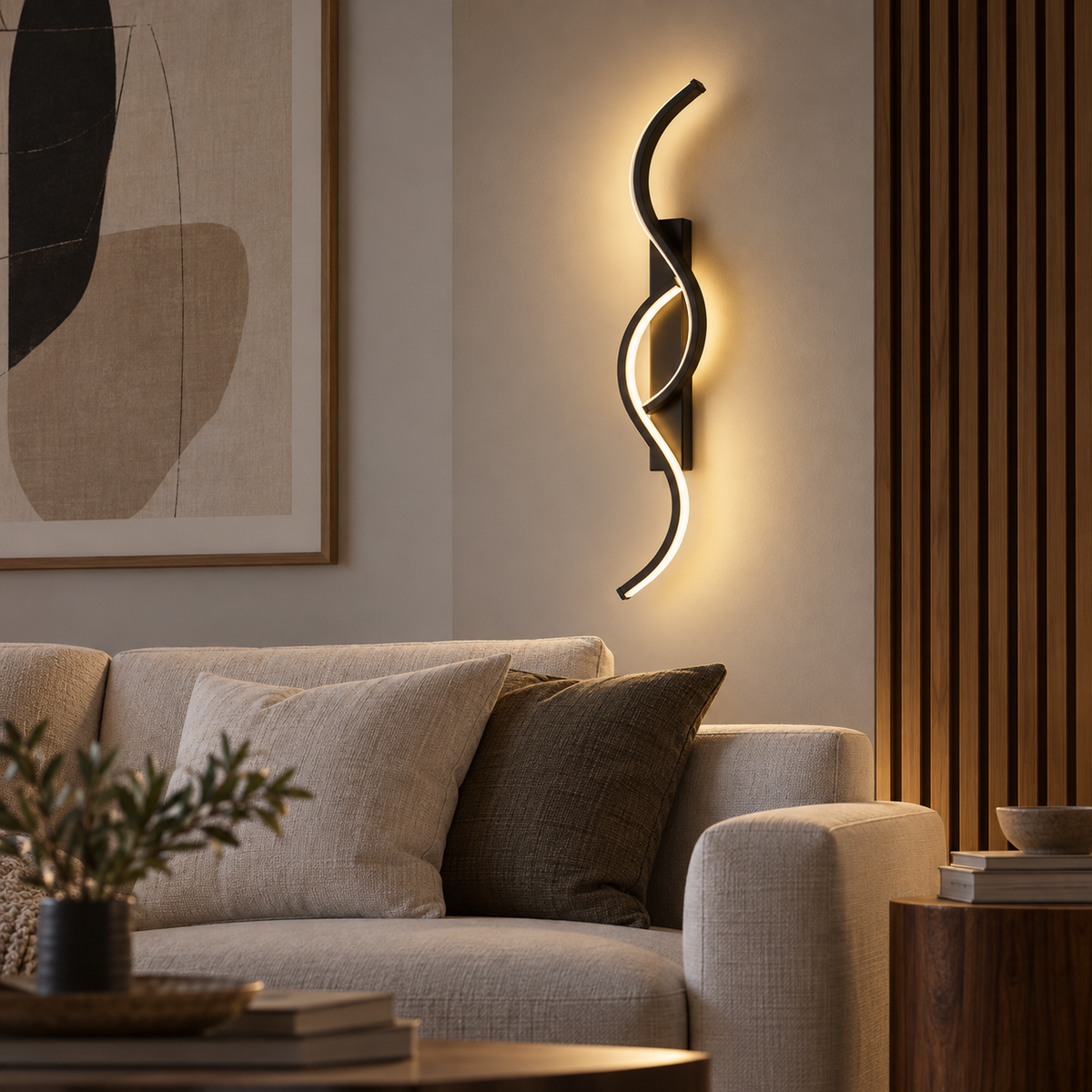 Applique murale double vague LED noire, photo 8